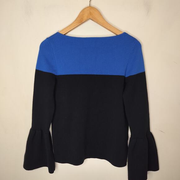 Ann Taylor Sweater Wool‎ Blend Color Block Bell Sleeve - Picture 7 of 9
